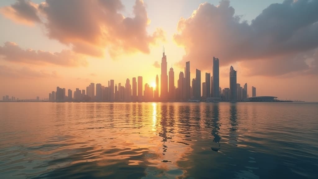 Doha Qatar skyline and West Bay financial district